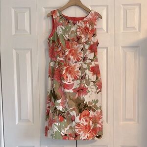 Dressbarn Orange Pink Sheath Midi Dress Cocktail